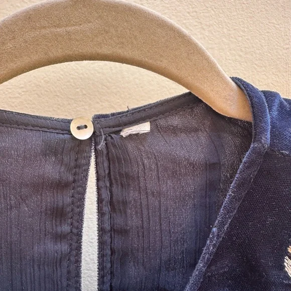 ANTHROPOLOGIE OPERA Brocade Blouse/Tunic Gold Lamé Blue Velvet (meow) Boho Grace - Picture 5 of 6